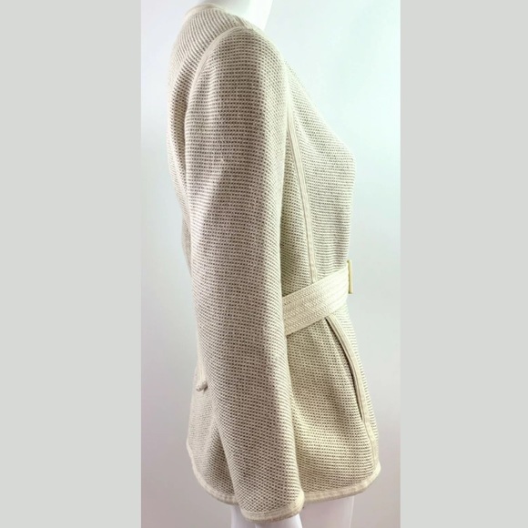 VINCE ivory tweed wrap trench jacket - Picture 2 of 6